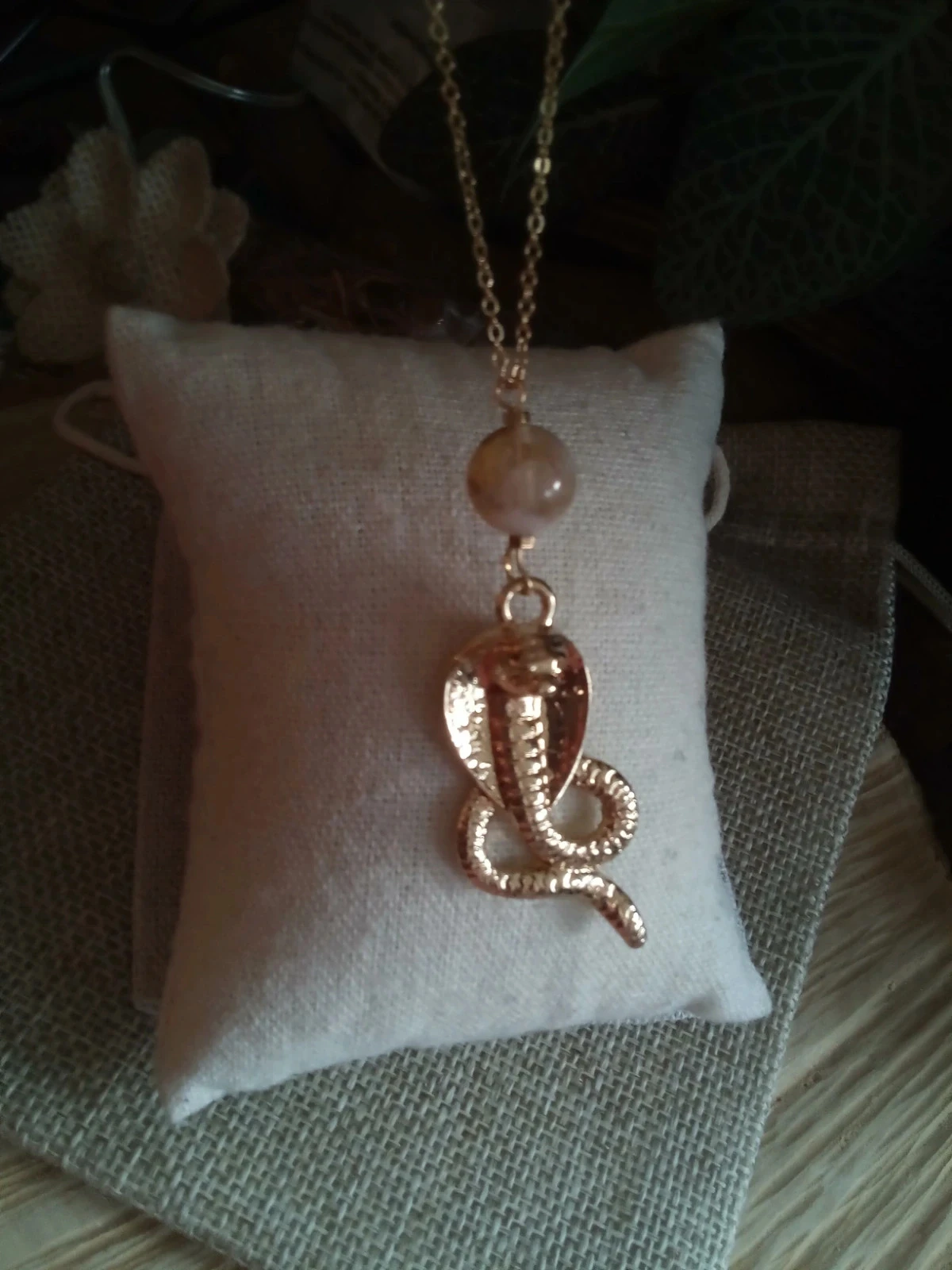Collier serpent cobra et pierre de citrine naturelle – photo 4